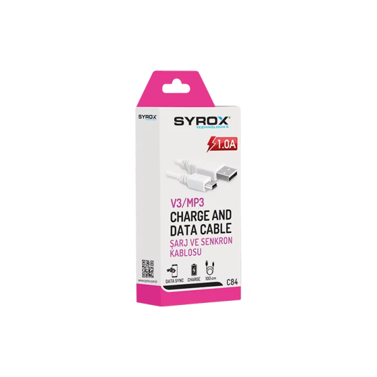 Syrox C84 V3/MP3 Şarj & Data Kablosu
