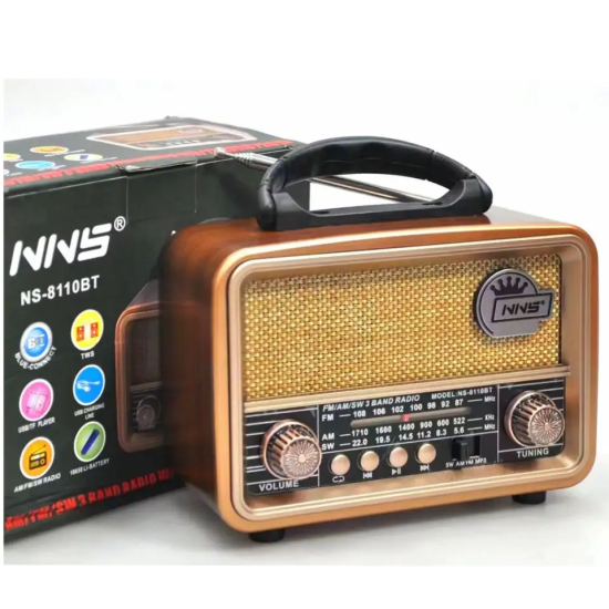 NNS NS-8110BT Taşınabilir Nostaljik Radyo Bluetooth Speaker Usb+Tf card+Aux
