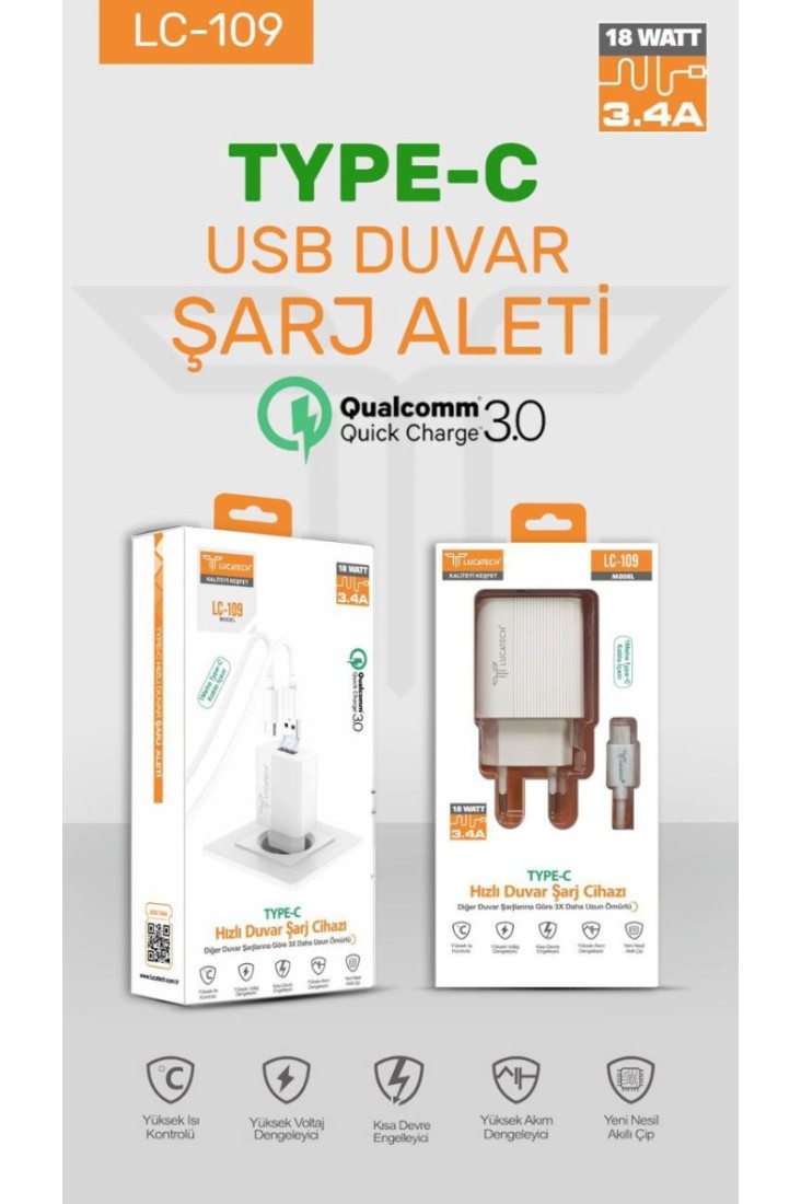 Lucatech%20LC-109%20Type-C%203.4A%2018W%20Şarj%20Aleti