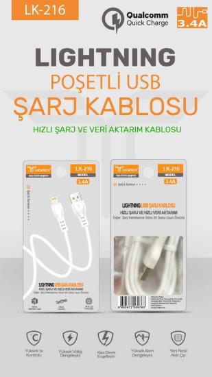 Lucatech LK-216 3.4A Lightning Şarj Kablosu (ıphone uyumlu)