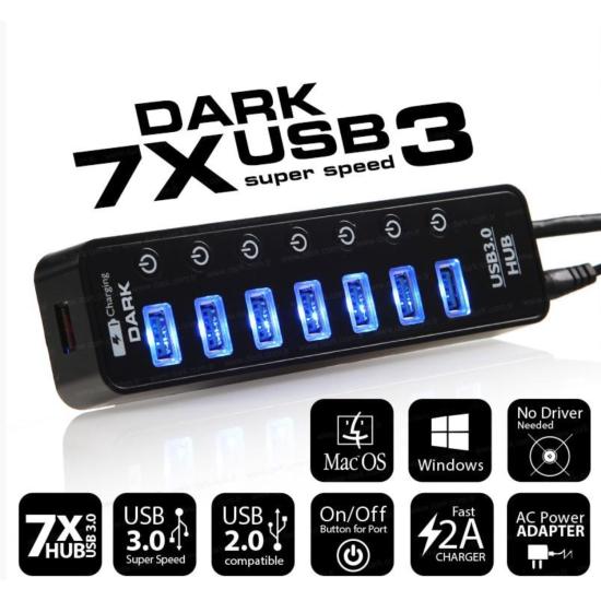 Dark DK-AC-USB371 Connect Master 7+1 Hızlı Şarj Adaptörlü USB3.0 Hub