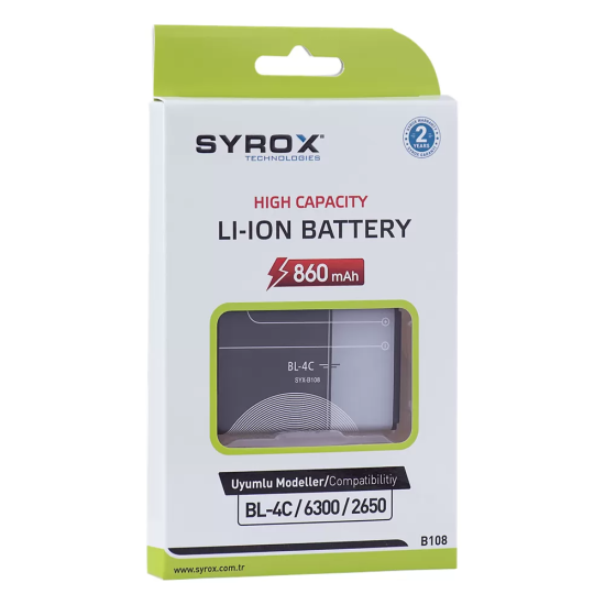Syrox Syx-B108 Nokia BL-4C Batarya / 6300 / 2650 / 5100 / 6260 Uyumlu Batarya