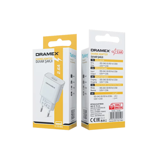 Dramex D26BE 2.6A Şarj Adaptörü
