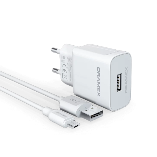 Dramex D26M 2.6A Micro USB Şarj Adaptörü & Şarj Data Kablosu