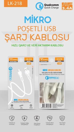 Lucatech LK-218 3.4A Micro Şarj Kablosu