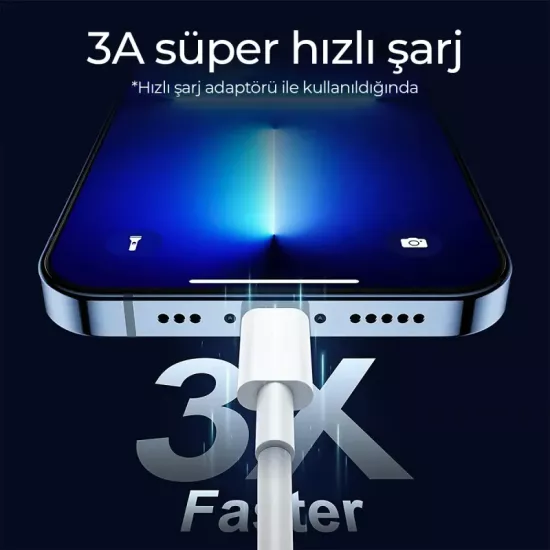 Woyax by Deji PD Type-C to Lightning 3A Şarj ve Data Kablosu Örgülü Siyah 1.2M – Siyah